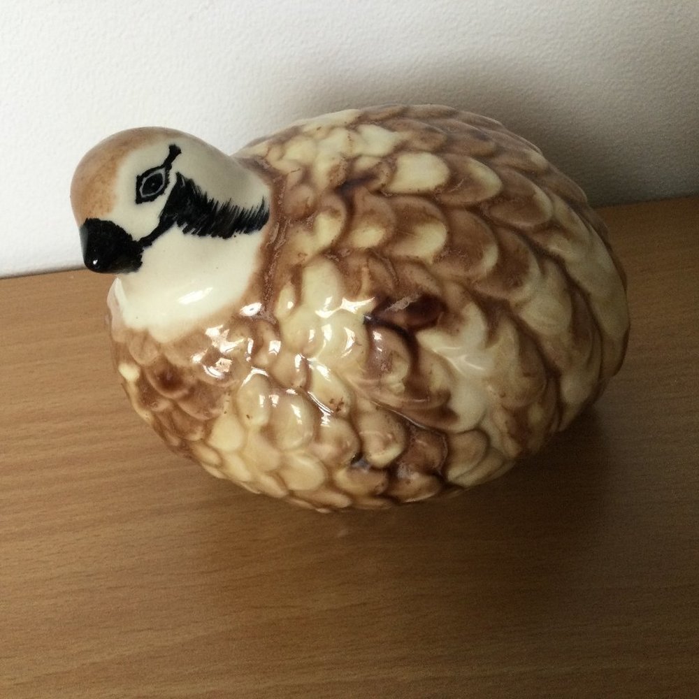 vintage ceramic quail partridge birds figurine decoration signed box29